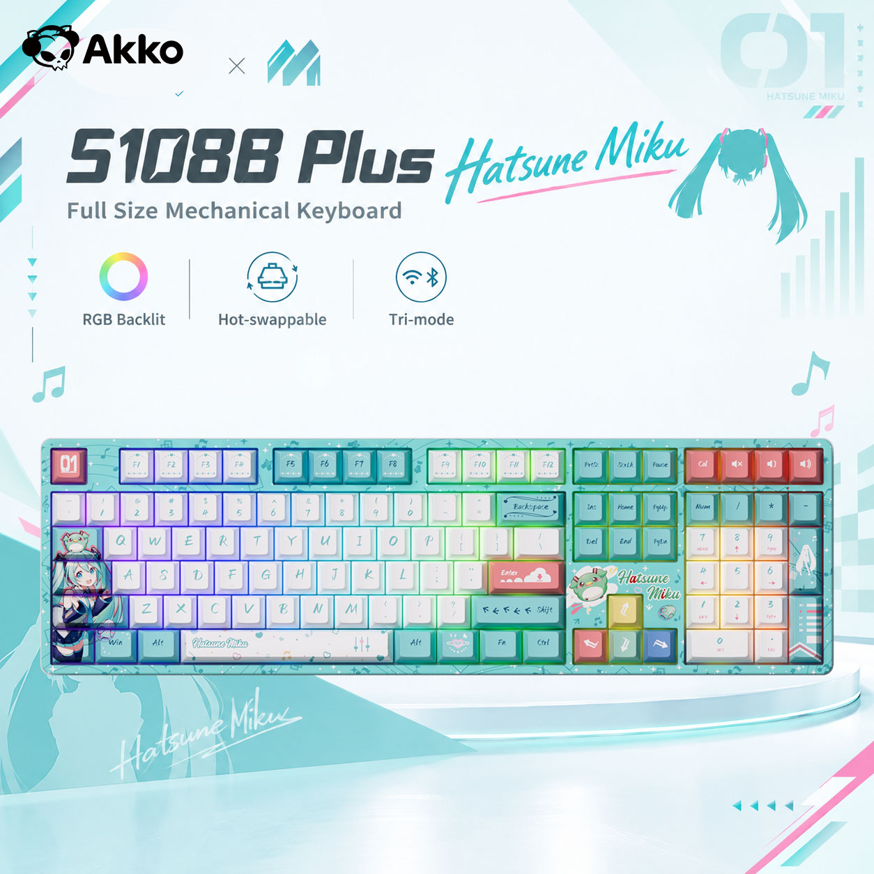 Gaming Keyboard Hot Swappable - Teclado mecânico sem fio Akko 5108B