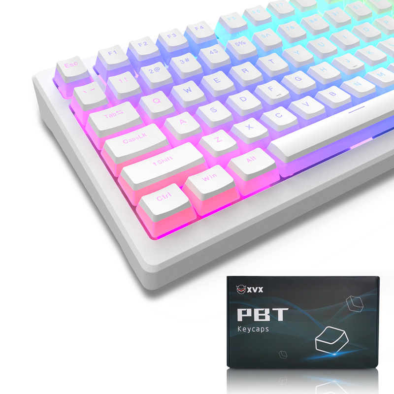 Gaming Keyboard Nearby - 129 Teclas Brancas Pudding Keycap, Perfil